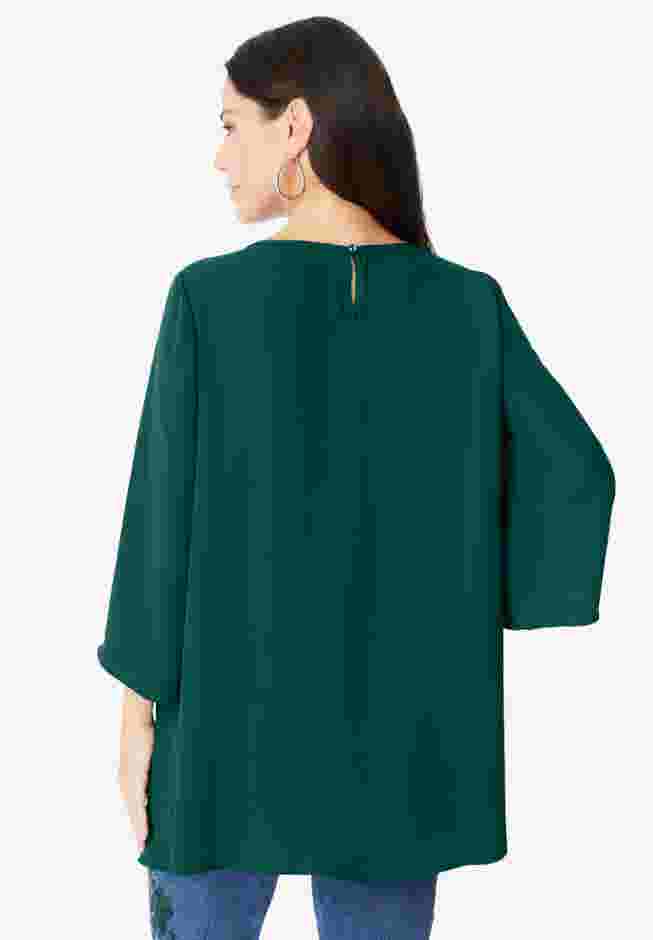 Flare-Sleeve Embellished Georgette Top image number 1