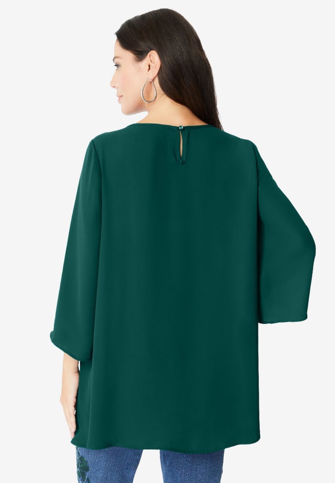 Flare-Sleeve Embellished Georgette Top image number 1