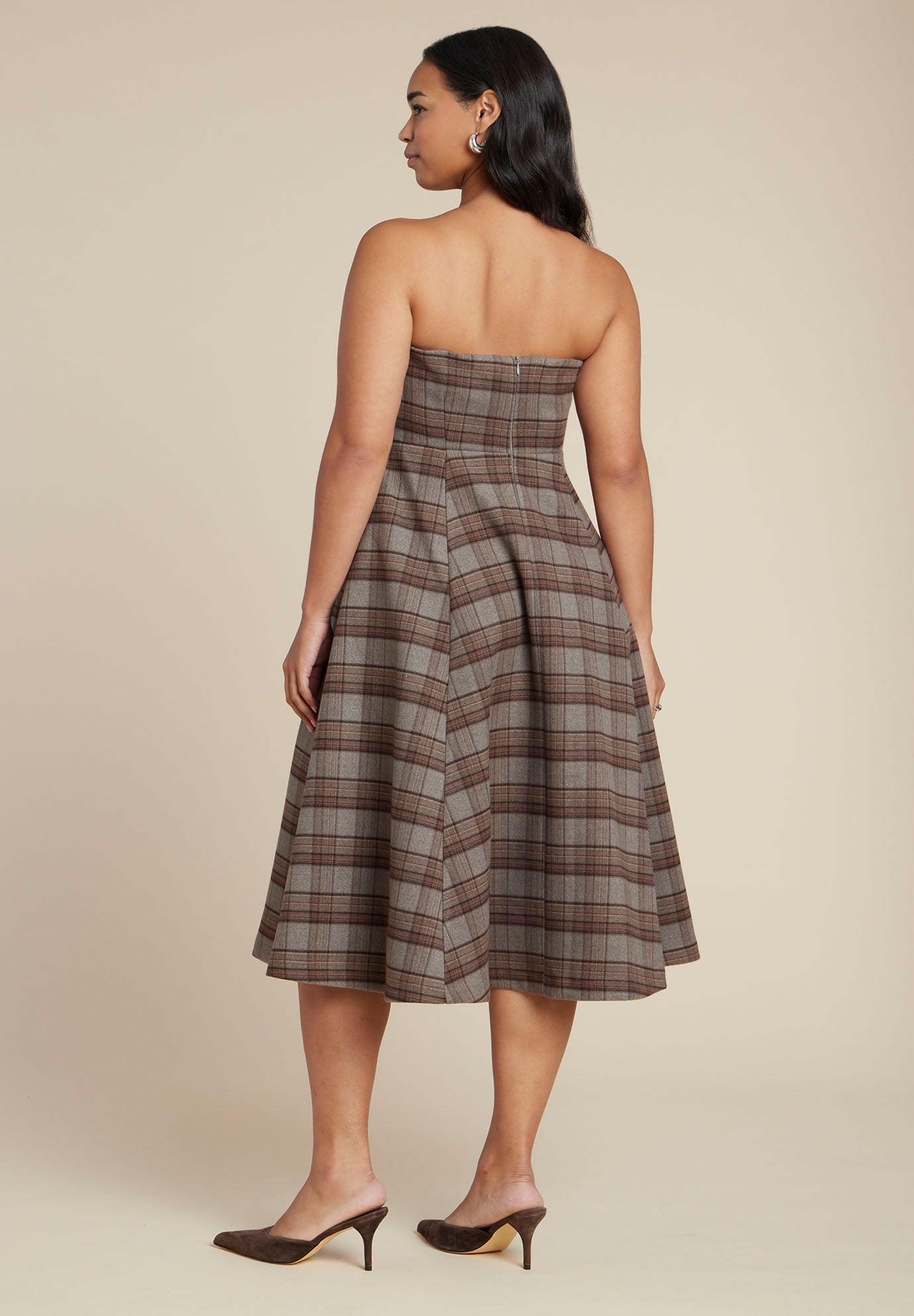 Plaid Fit And Flare Midi Dress image number 1