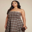 Plaid Fit And Flare Midi Dress image number null