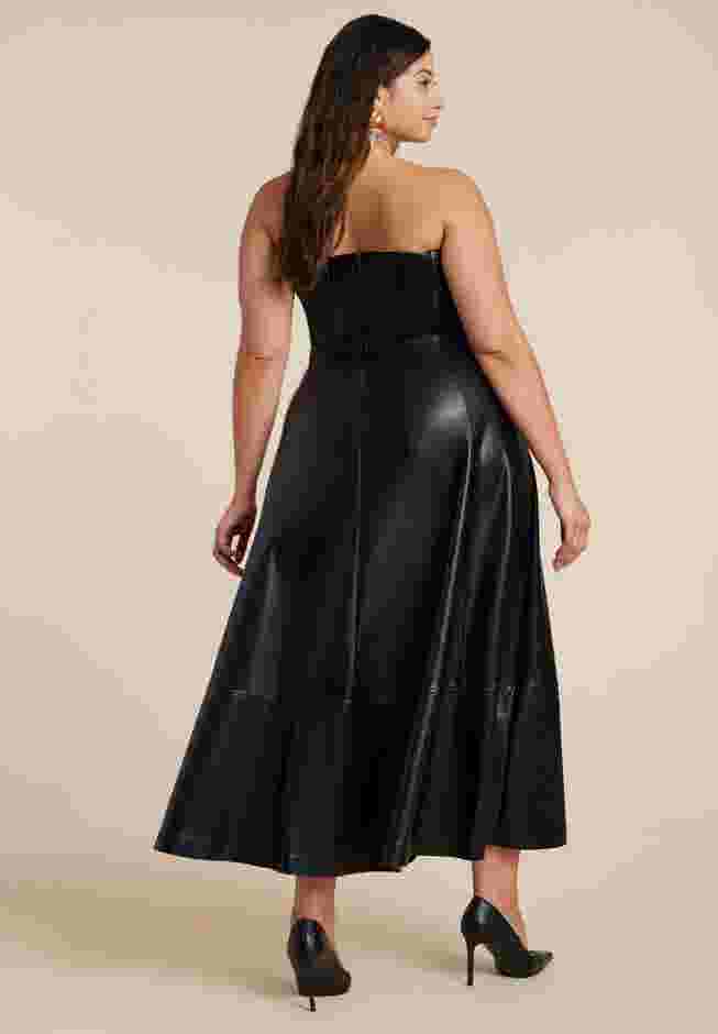 Faux Leather Flare Maxi Dress image number 1