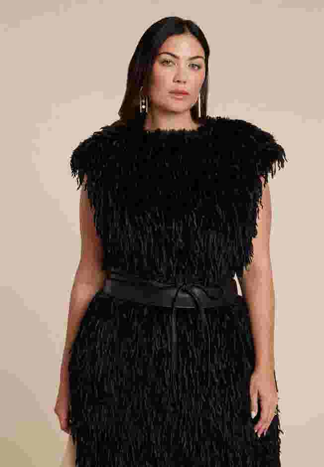 Feathery Faux Fur Maxi Dress image number 1