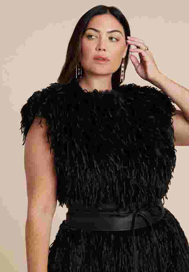 Feathery Faux Fur Maxi Dress image number 2