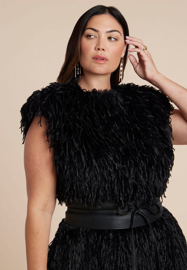 Feathery Faux Fur Maxi Dress image number 2
