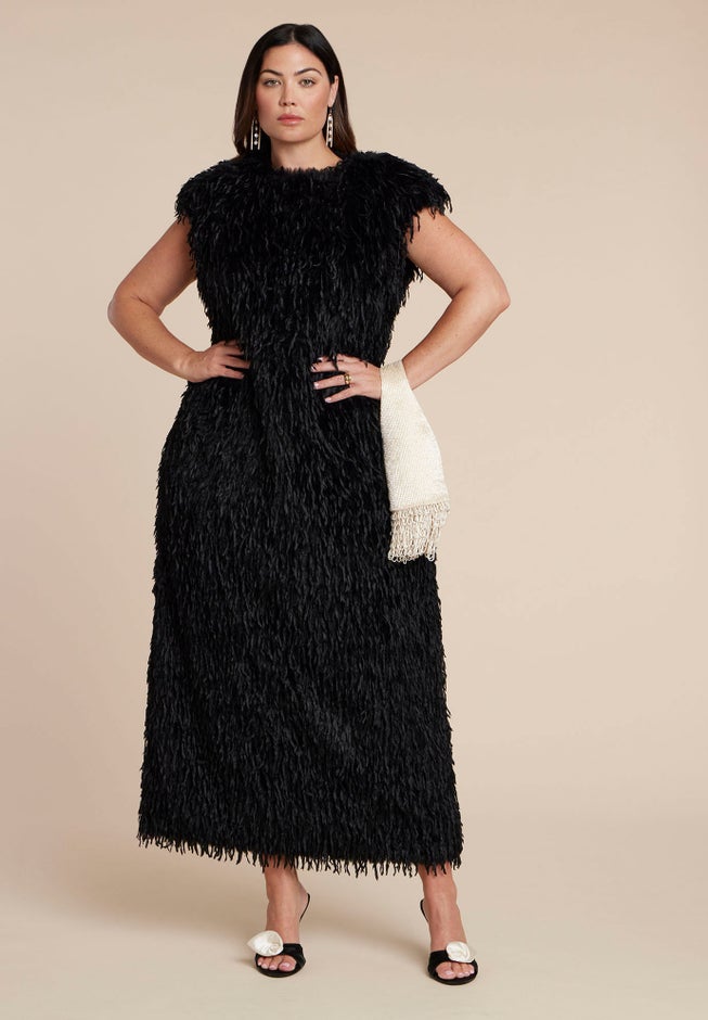 Feathery Faux Fur Maxi Dress image number 3