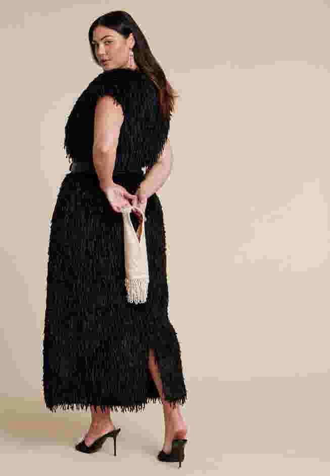 Feathery Faux Fur Maxi Dress image number 4