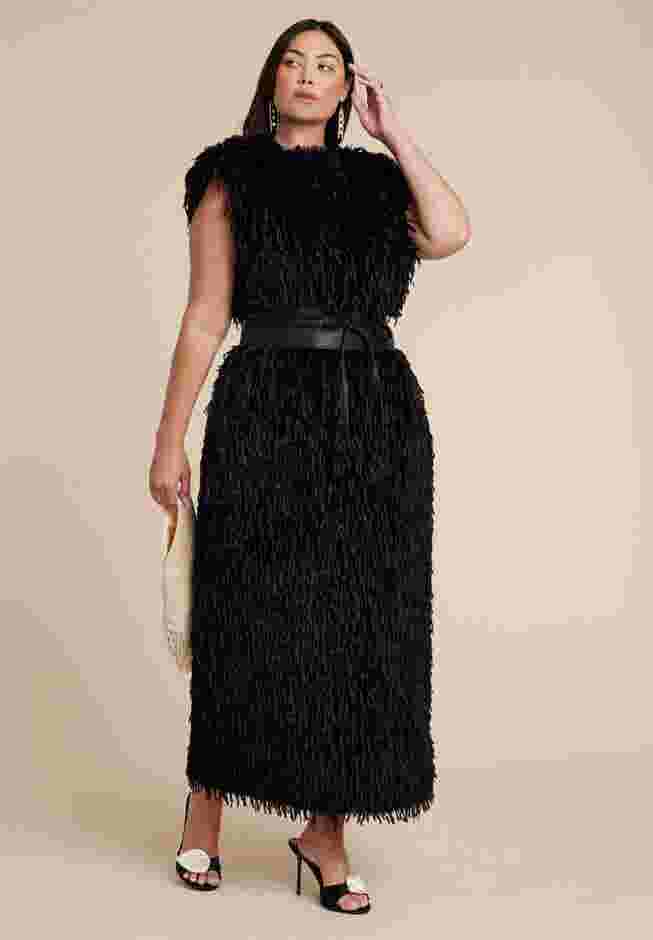 Feathery Faux Fur Maxi Dress image number 0