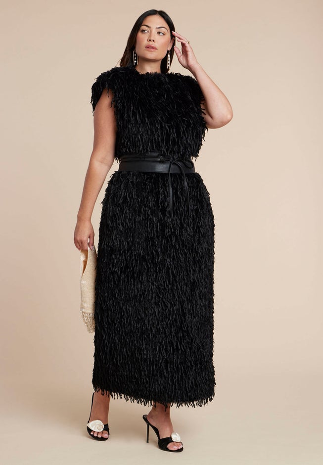 Feathery Faux Fur Maxi Dress image number 0