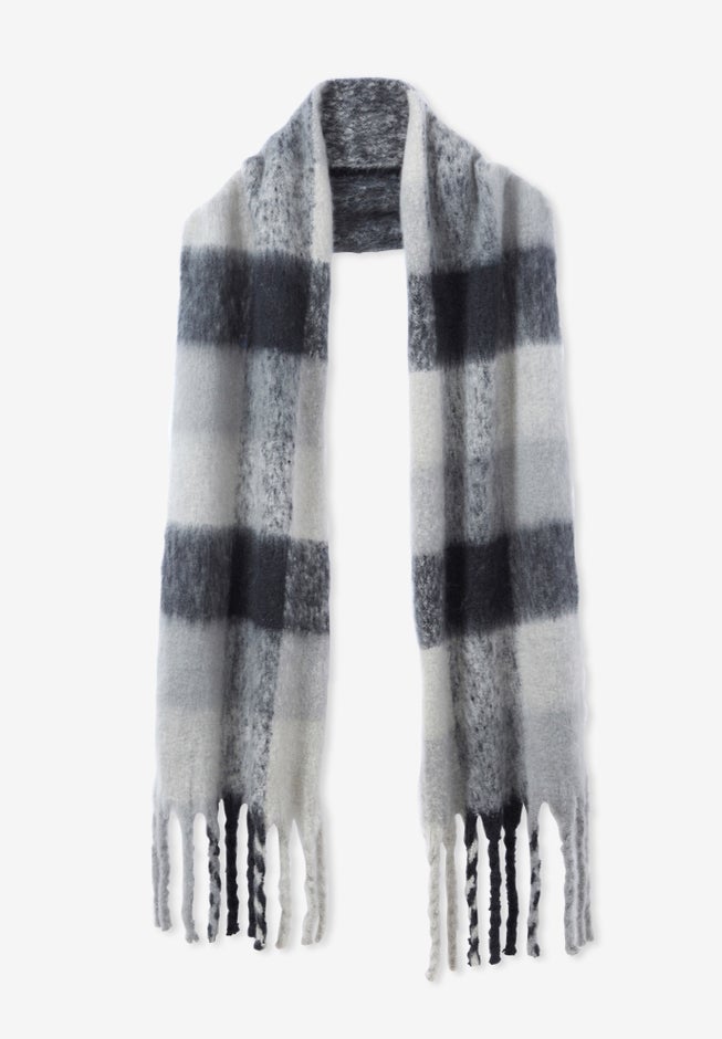Fringed Plaid Scarf image number 1