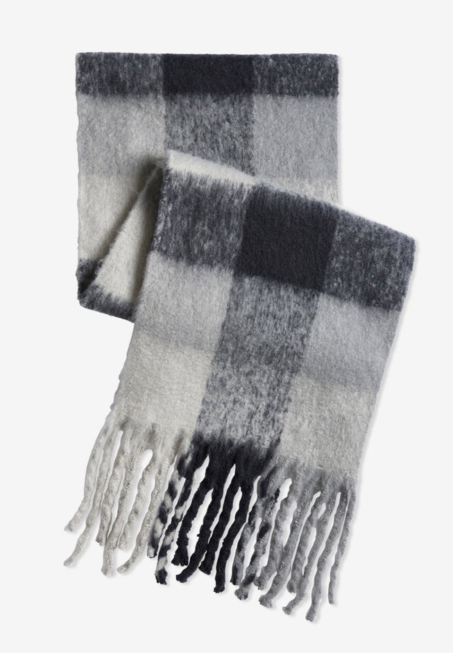 Fringed Plaid Scarf image number 4