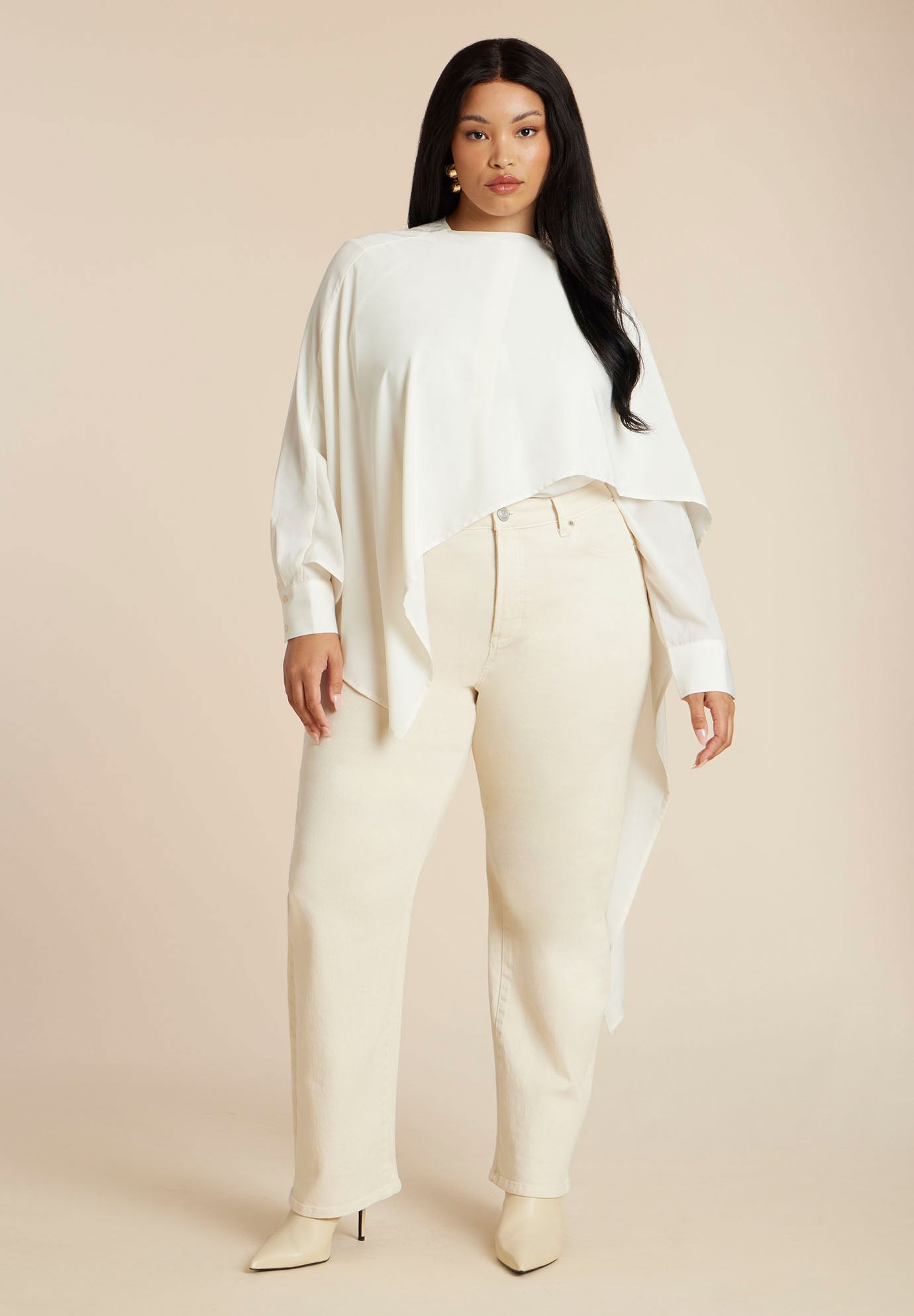 Button Up Top With Neck Cape image number 1