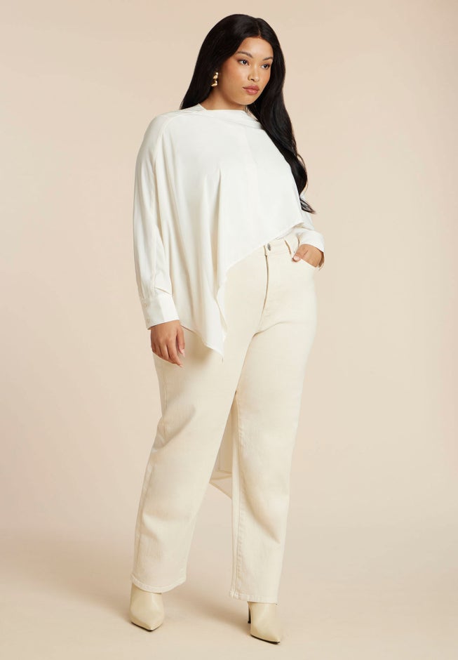 Button Up Top With Neck Cape image number 2