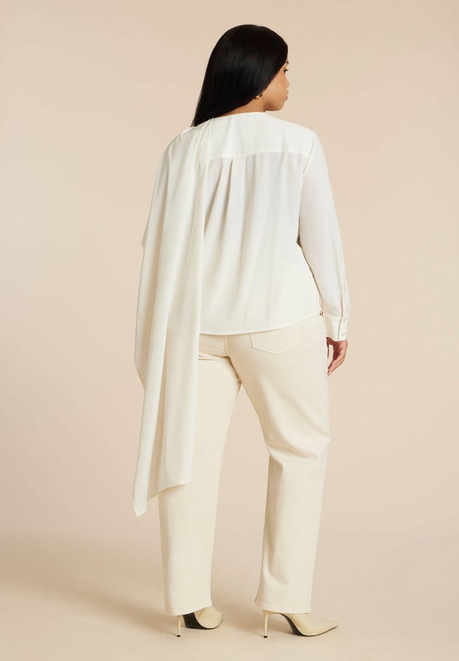 Button Up Top With Neck Cape image number 3