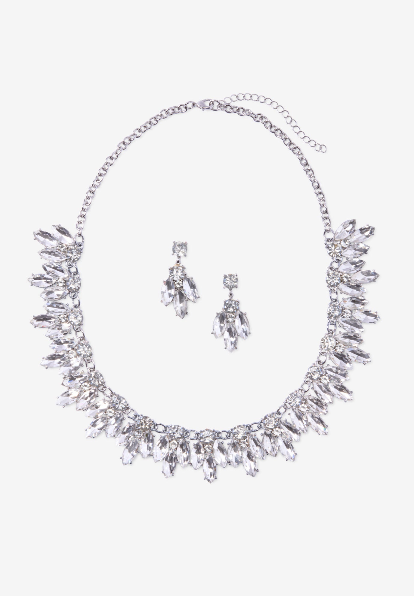 Rhinestone Earring and Necklace Set. image number 1