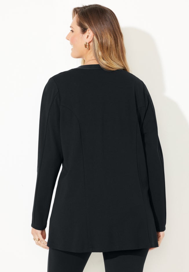 Black Label Zip Front Ponte Jacket image number null