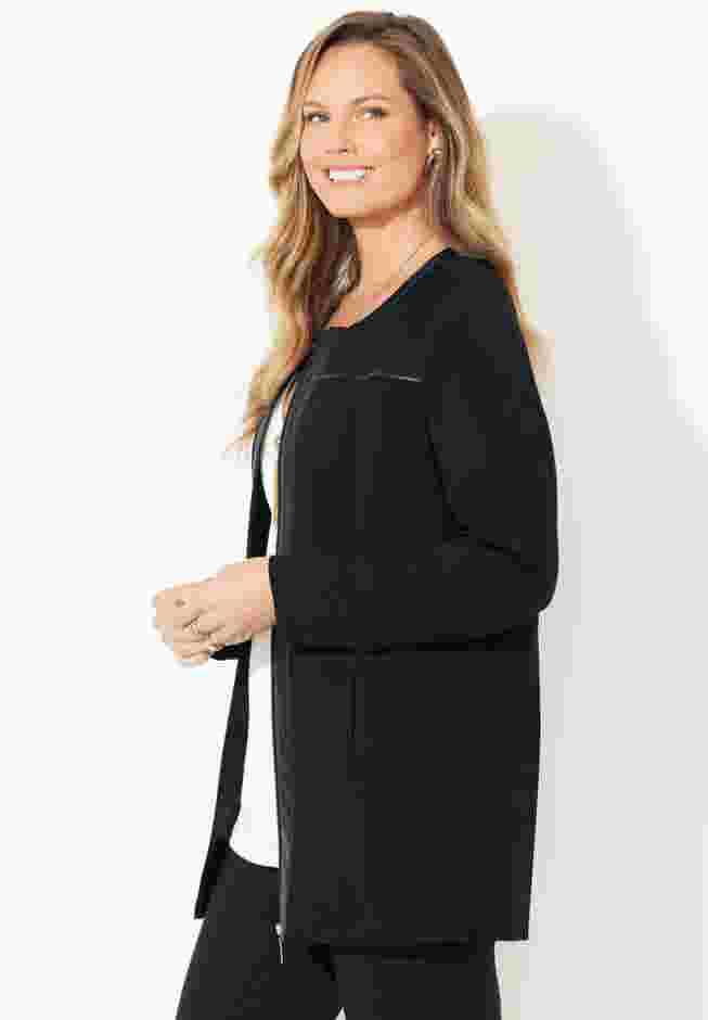 Black Label Zip Front Ponte Jacket image number 2