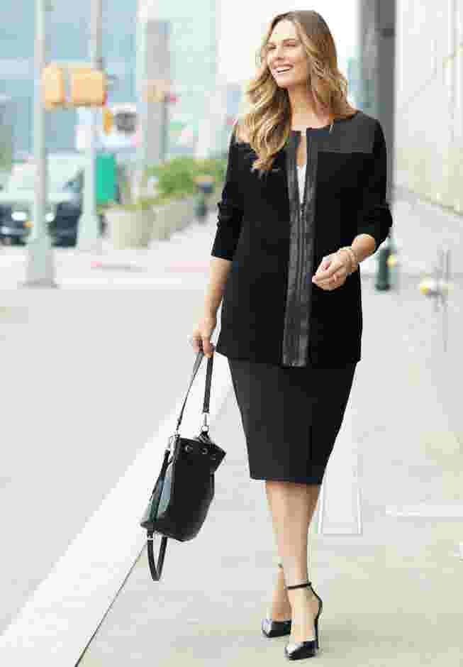 Black Label Zip Front Ponte Jacket image number 0