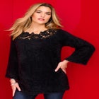 Eyelash Lace Neck Sweater image number null