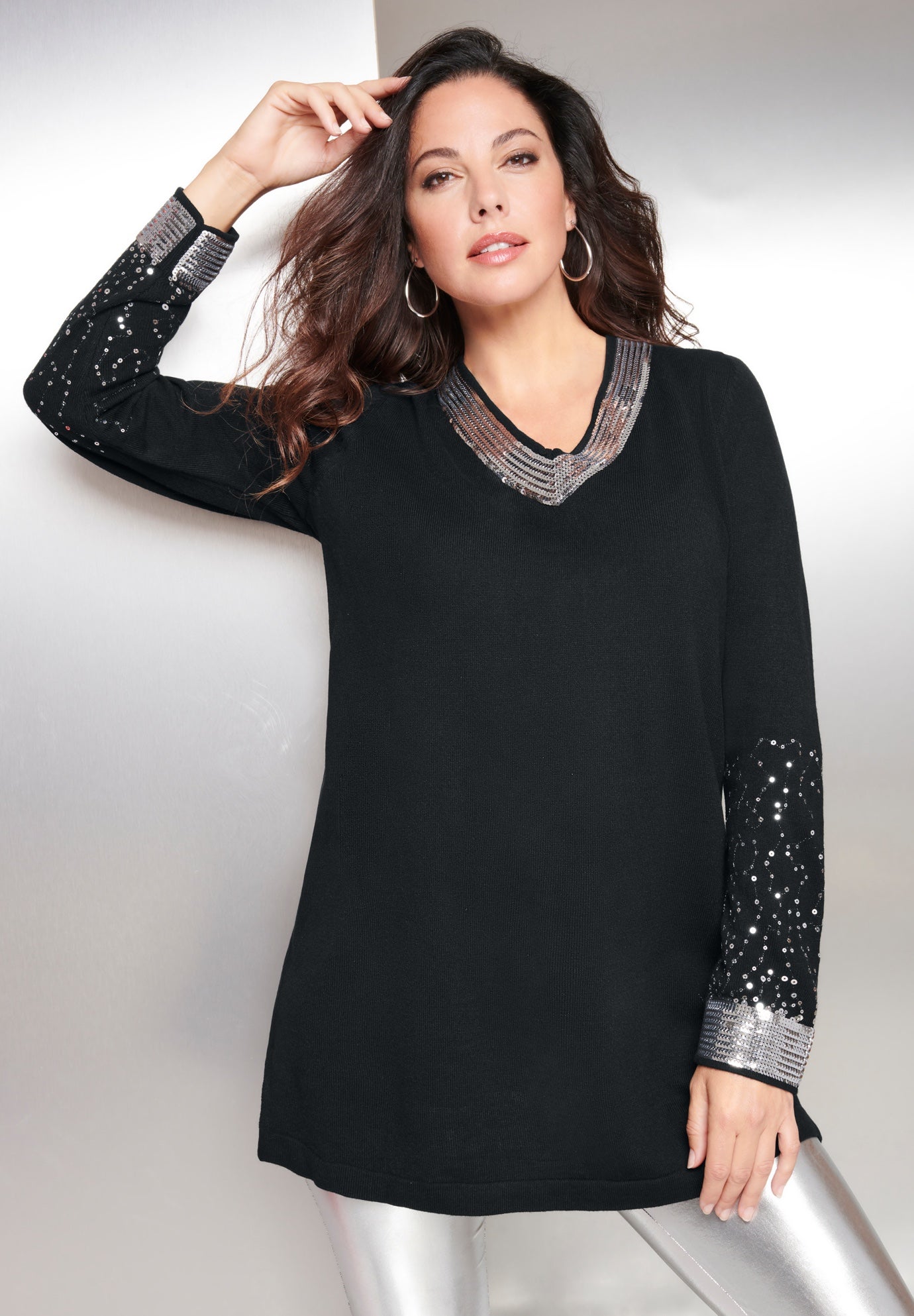 Sequin Pullover Sweater image number 1