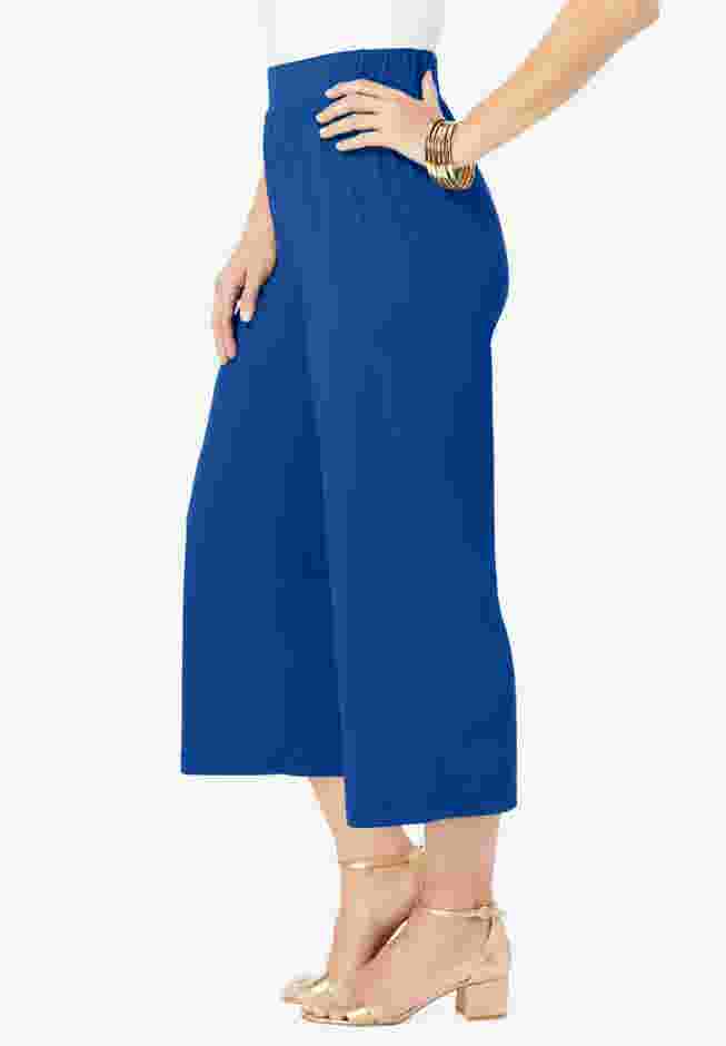 Stretch Knit Wide Leg Crop Pant image number 3