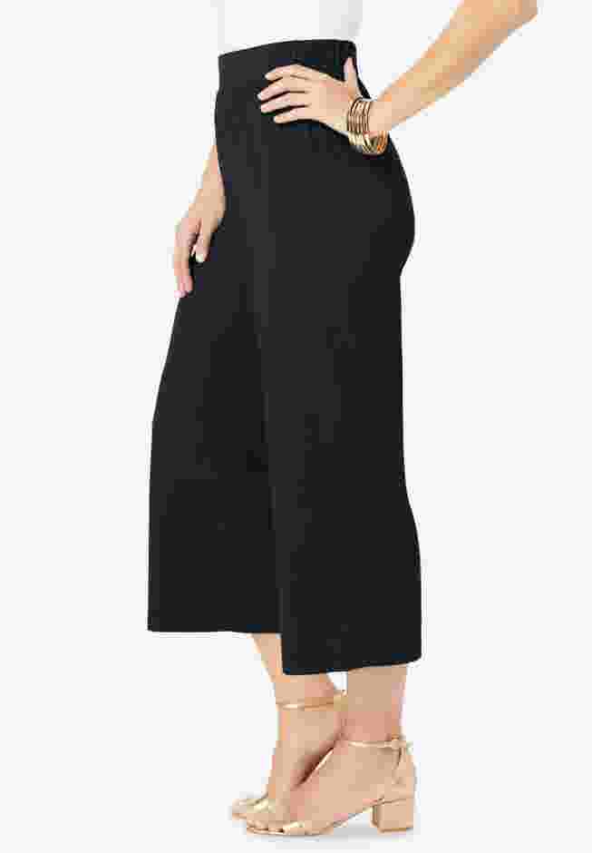 Stretch Knit Wide Leg Crop Pant image number 2