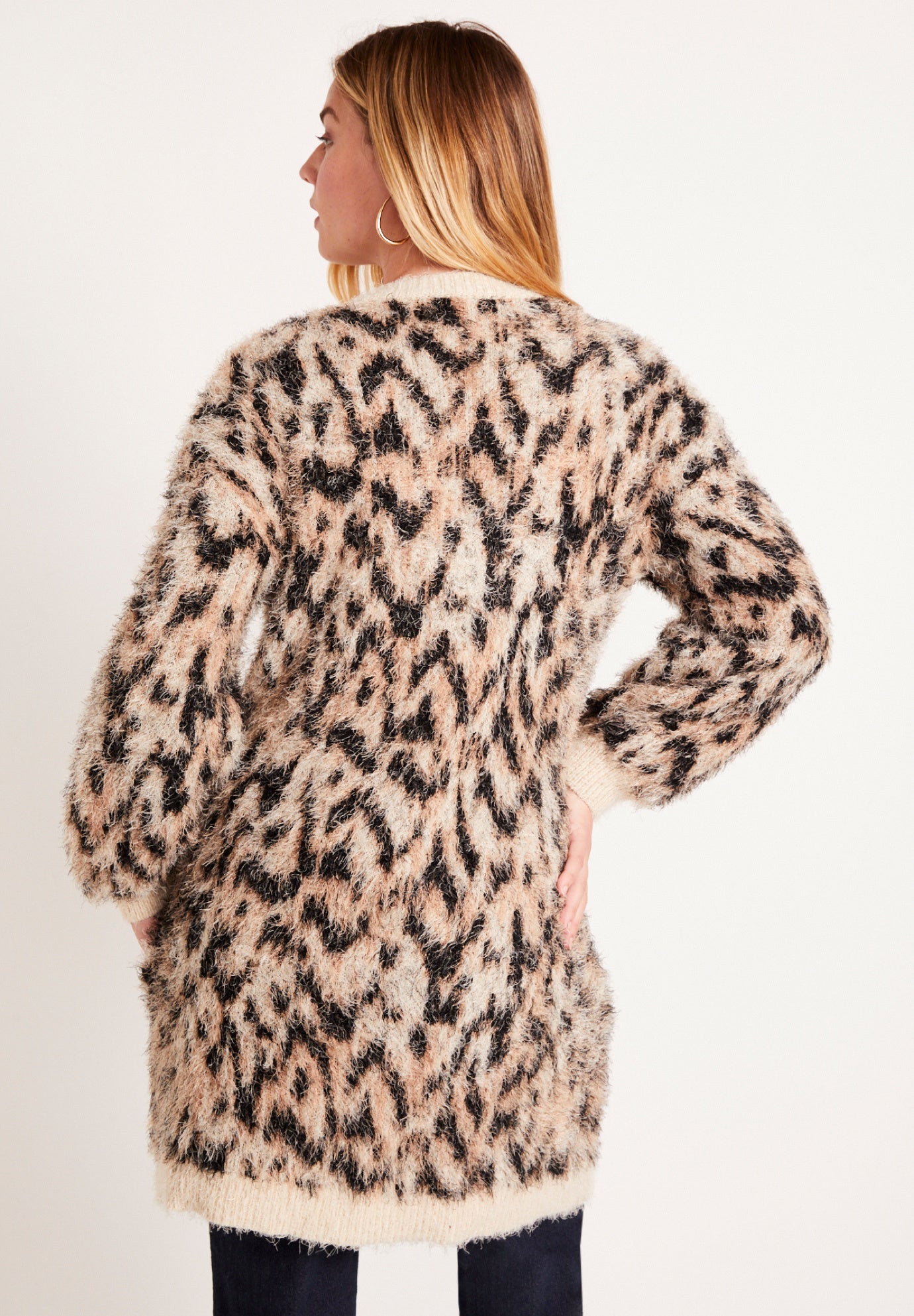 Leopard-Print Eyelash Cardigan image number 1