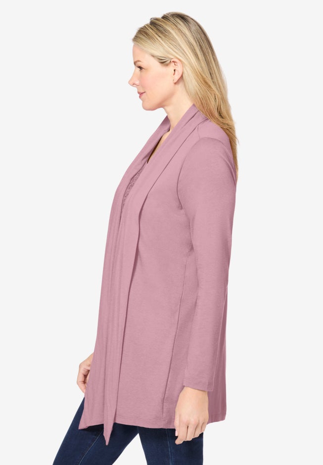 2-Fer Cardigan & Attached Lace Tunic image number 5