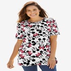 Disney Women's Short Sleeve Crew Tee Mickey Mouse All Over Print image number null