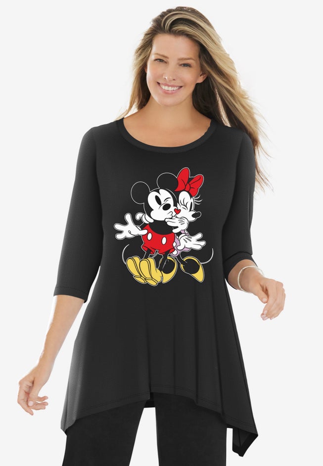 Disney Women's Hanky Hem Black Tunic Mickey Mouse and Minnie Mouse image number 0