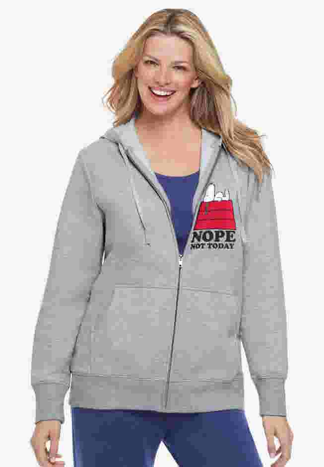 Peanuts Women's Zip Up Fleece Hoodie Snoopy on House image number 0