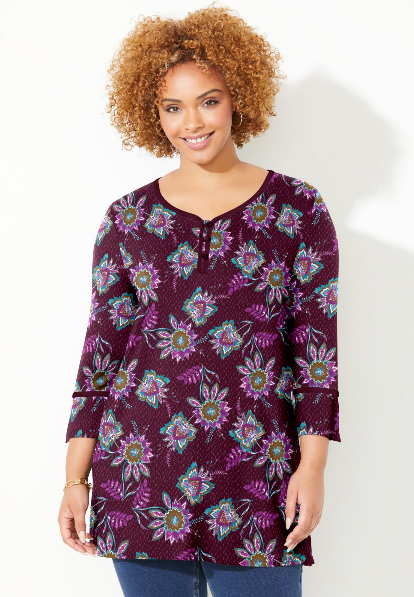 Liz&Me® Henley Top image number 0