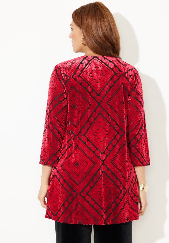 AnyWear Velvet Burnout Cascade Cardigan image number 1