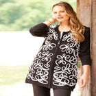 Zip-Front Embroidered Cardigan image number null