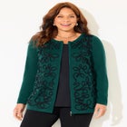 Zip-Front Embroidered Cardigan image number null