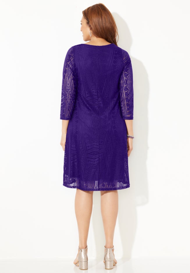 Ring Neck Crochet Lace Dress image number 1