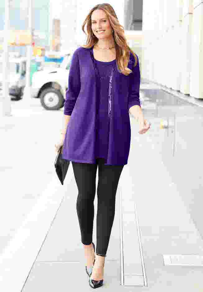Sequin Trim Tank Cardigan Duet image number 0