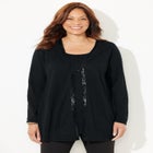 Sequin Trim Tank Cardigan Duet image number null