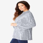 Sequin Mock Neck Blouse image number null