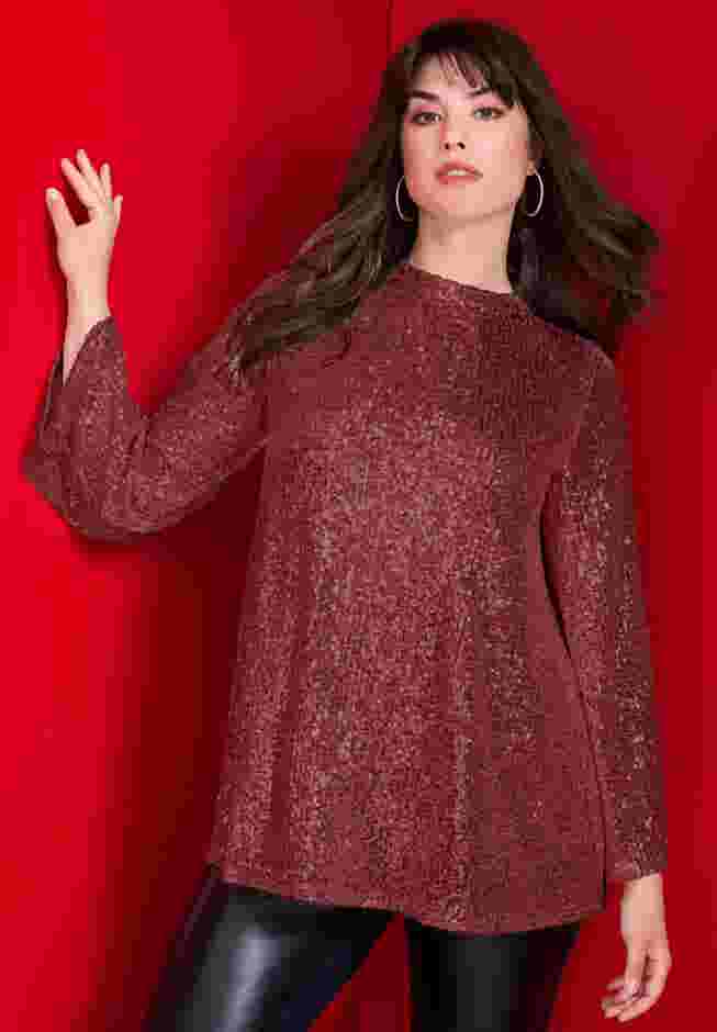 Sequin Mock Neck Blouse image number 0