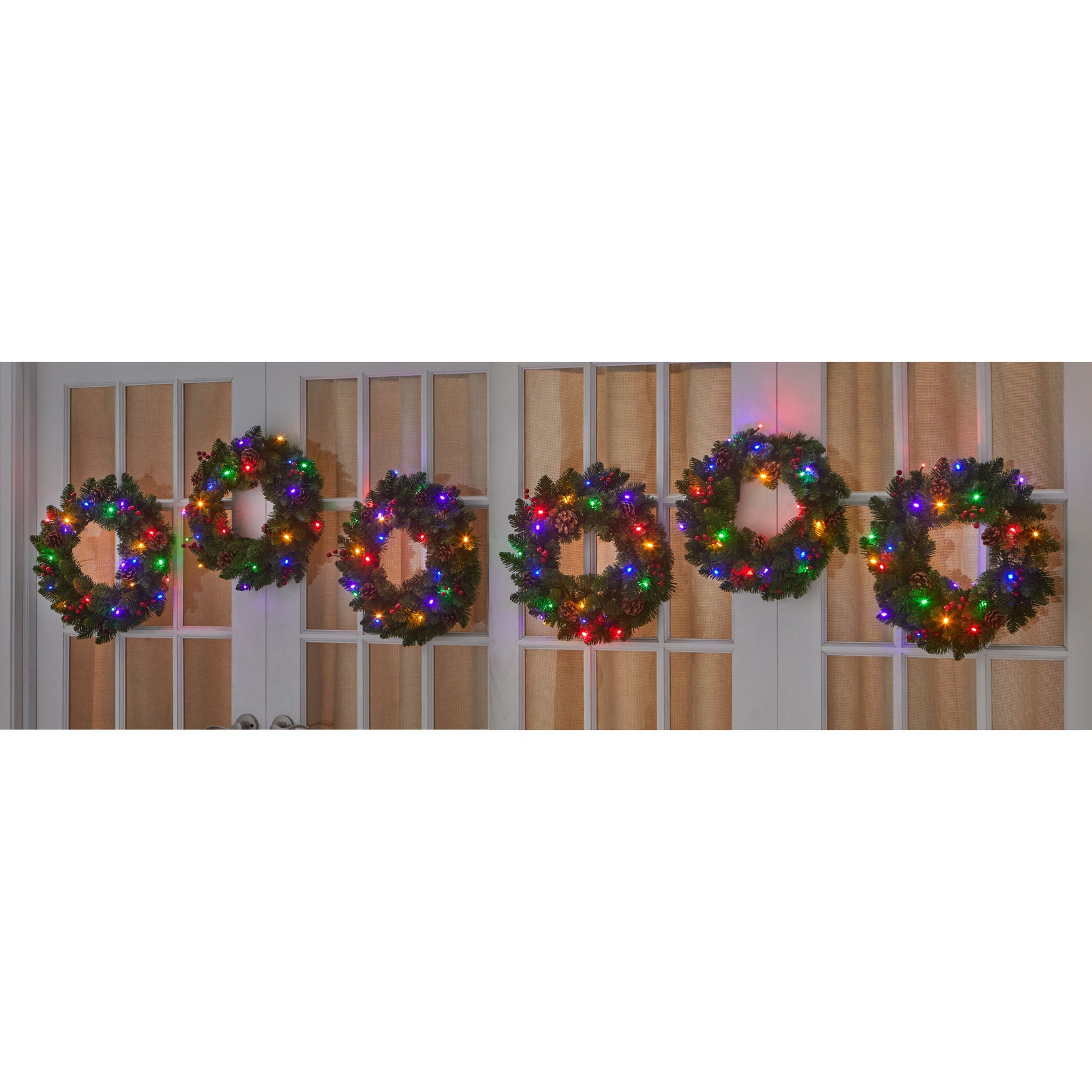 18" Pre-Lit Arrow-Tip Wreaths, Set of 6 image number 0