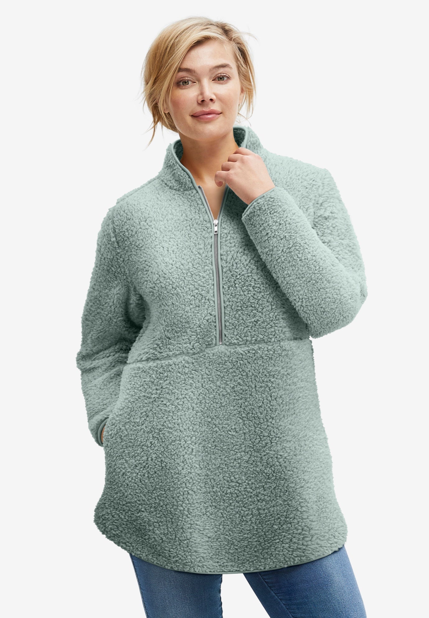 A-Line Half-Zip Sherpa Jacket image number 0