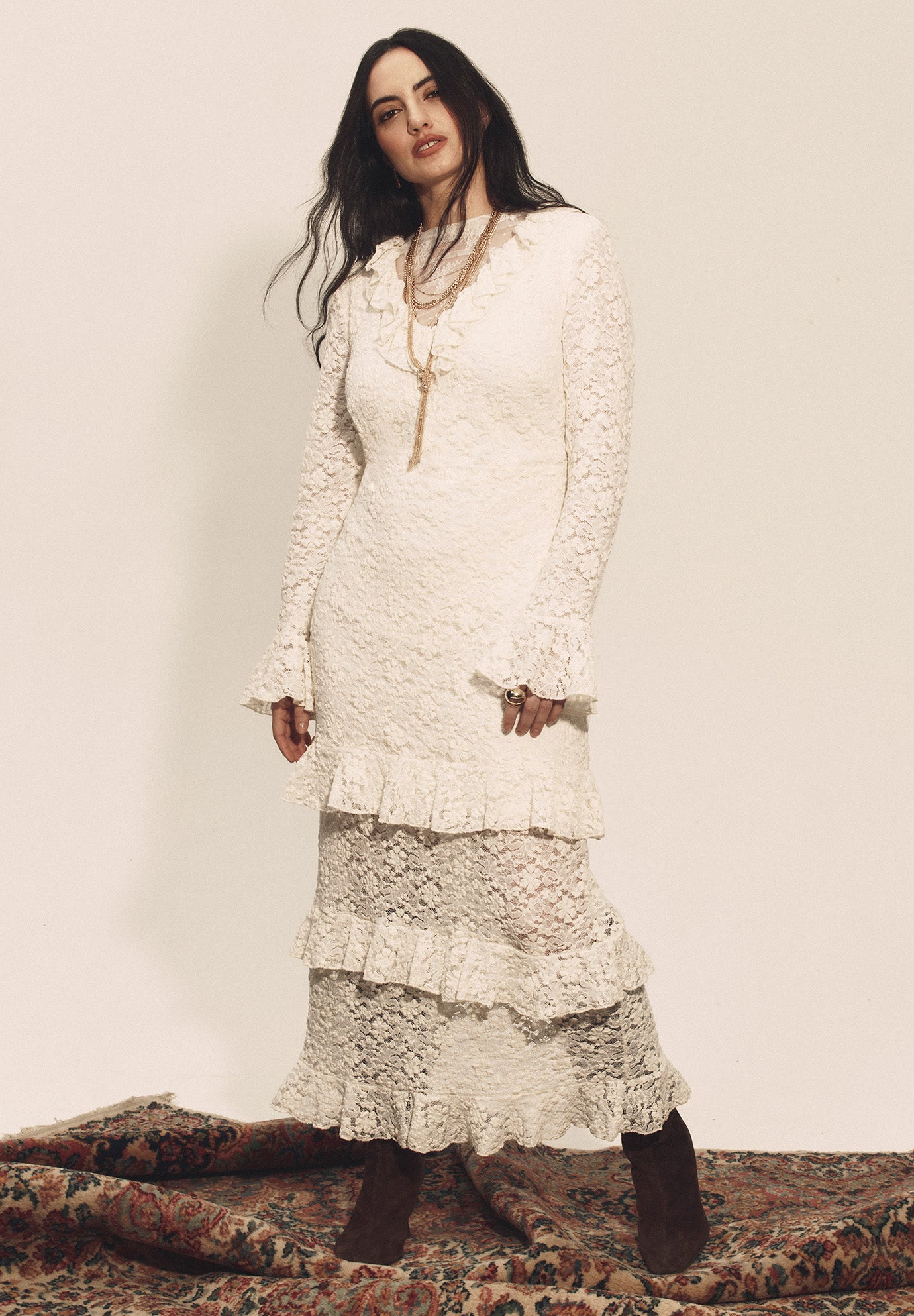 Ruffled Lace Maxi Dress image number 4