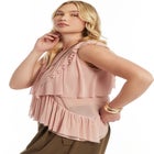 Asymmetric Ruffle Mesh Top image number null