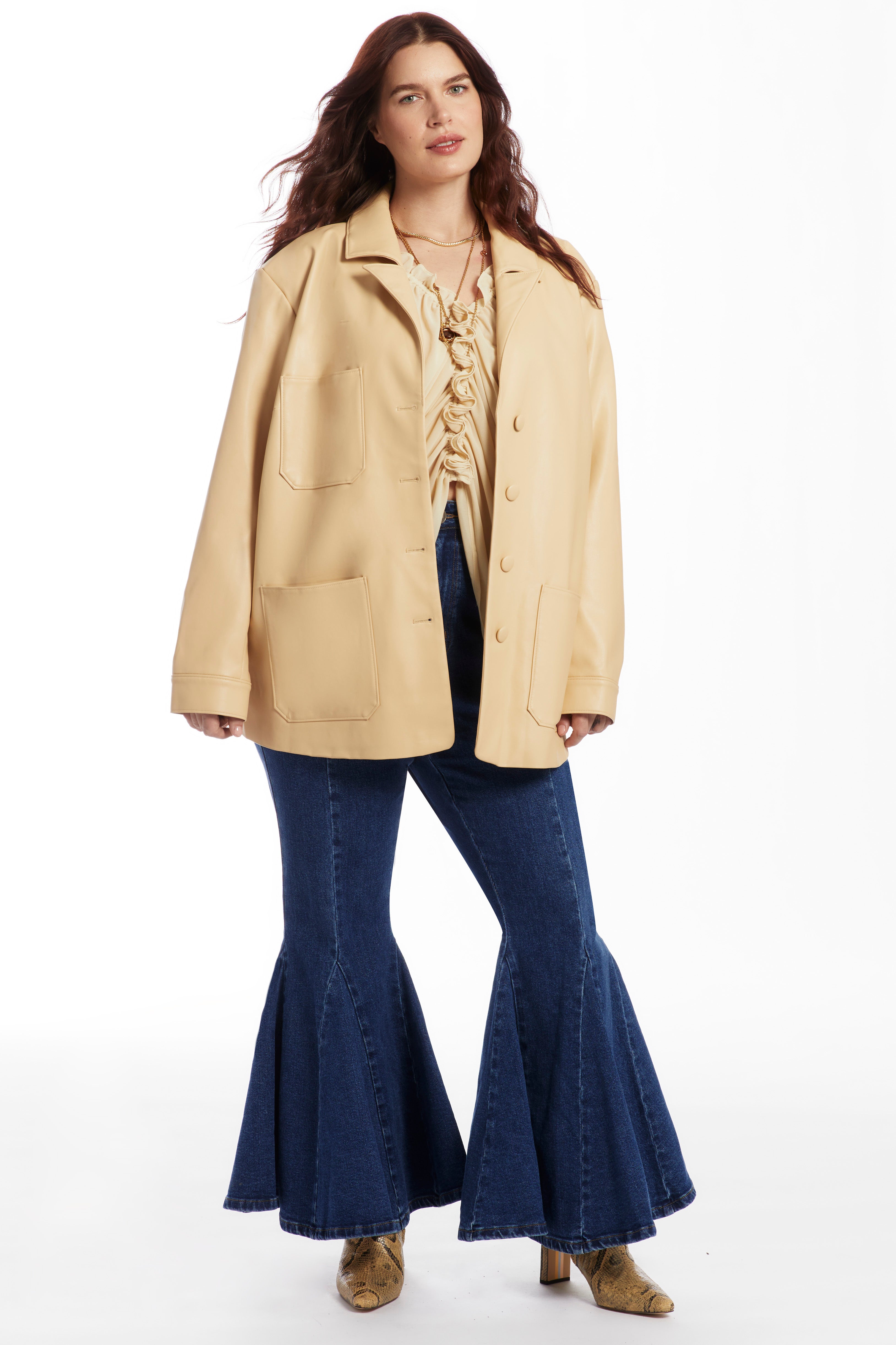 Relaxed Faux Leather Blazer image number 1