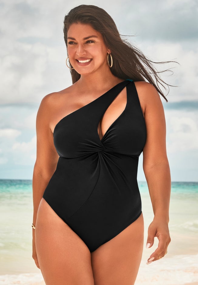 Twist One Shoulder Adjustable Strap One Piece Swimsuit image number 0