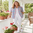 Short-Sleeve Button-Down Cotton Seersucker Shirt image number null