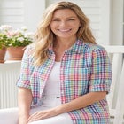 Short-Sleeve Button-Down Cotton Seersucker Shirt image number null