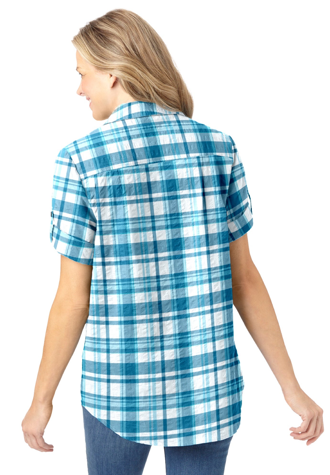 Short-Sleeve Button Down Seersucker Shirt image number 1