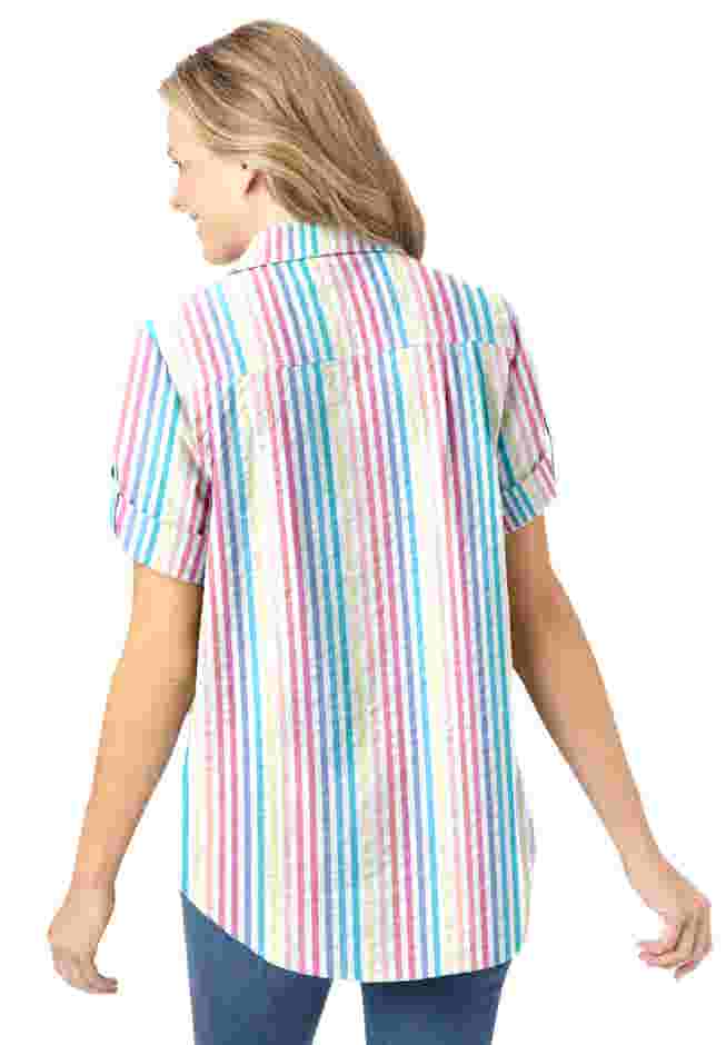 Short-Sleeve Button Down Seersucker Shirt image number 2