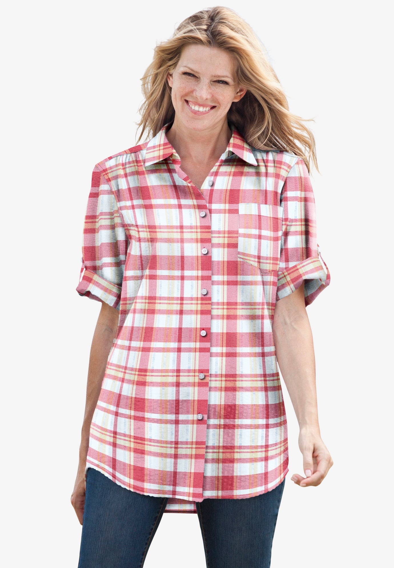 Short-Sleeve Button Down Seersucker Shirt image number 0